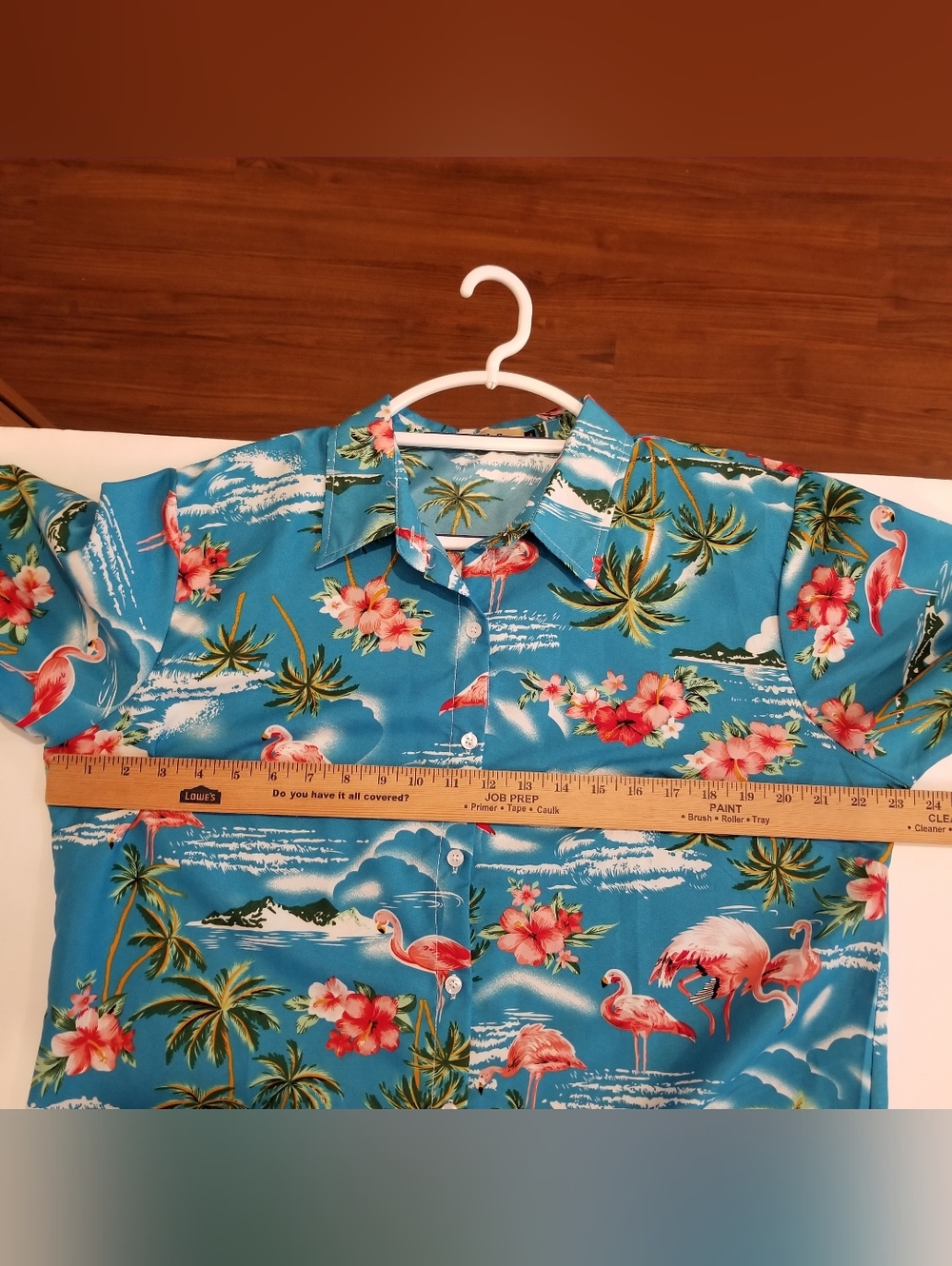 SSLR Women's Collection XL Hawaiian Shirt Flamingo Button Up Short Sleeve Blue - Picture 5 of 7